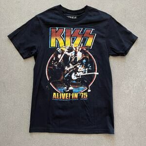 Kiss Band Alive in 75 Mens Tee Band T-shirt Black Size Small New